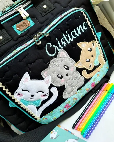 Bolsa Bolsa 3 Divisões com Alça Transversal Gatinhos
