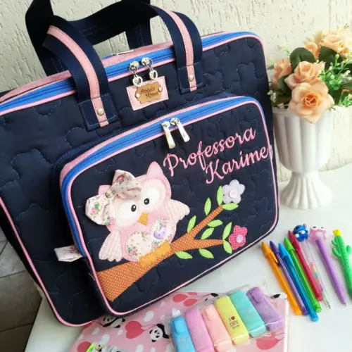 Bolsa bolsa 3 divisões corujinha