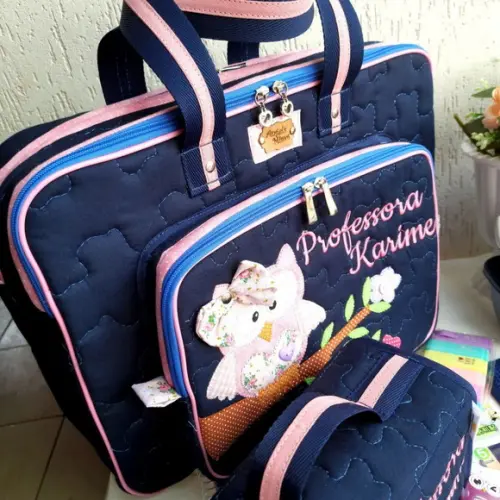Bolsa bolsa 3 divisões corujinha