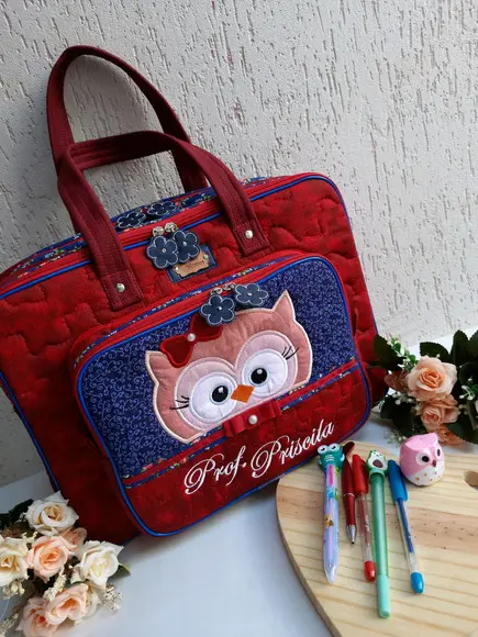 Bolsa bolsa 3 divisões corujinha