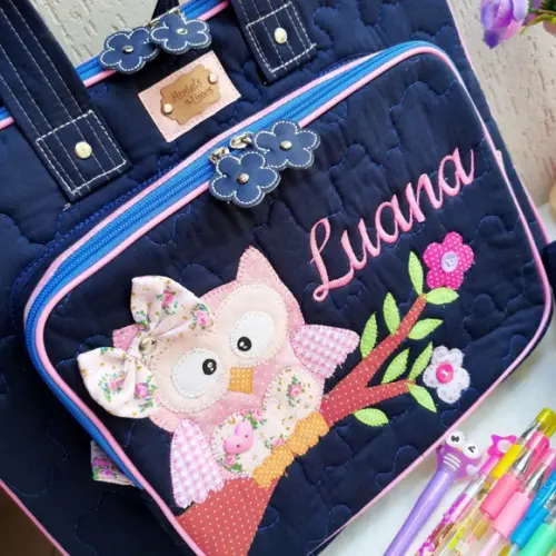 Bolsa bolsa 3 divisões corujinha