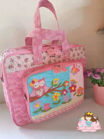 Bolsa bolsa 3 divisões corujinha