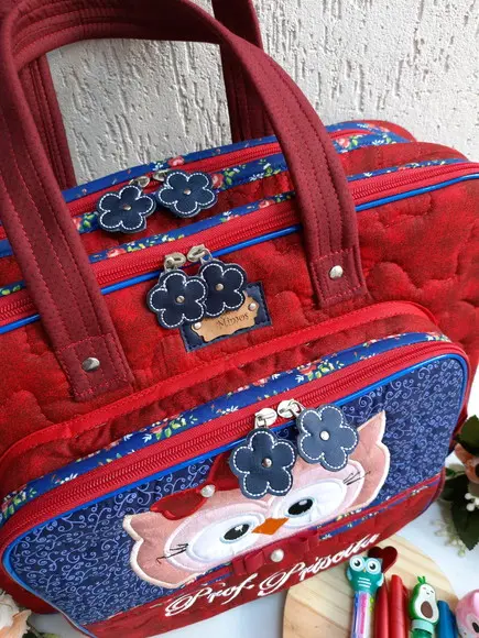 Bolsa bolsa 3 divisões corujinha