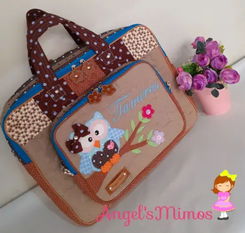 Bolsa bolsa 3 divisões corujinha