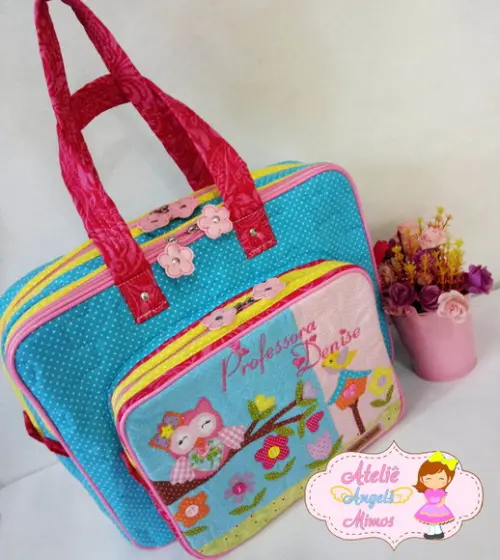 Bolsa bolsa 3 divisões corujinha