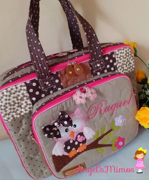 Bolsa bolsa 3 divisões corujinha
