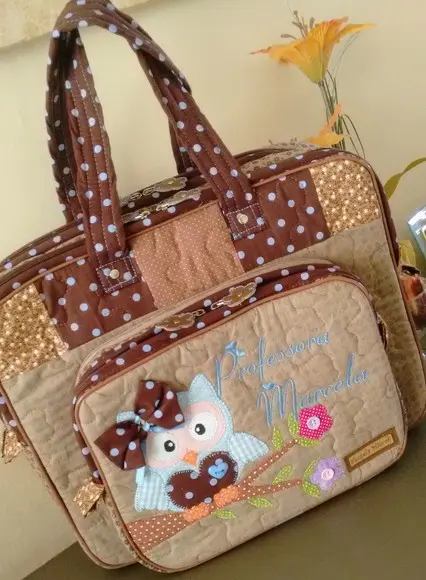 Bolsa bolsa 3 divisões corujinha