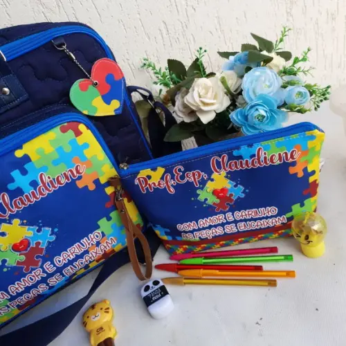 Bolsa Bolsa 3 Divisões e Necessaire Autismo