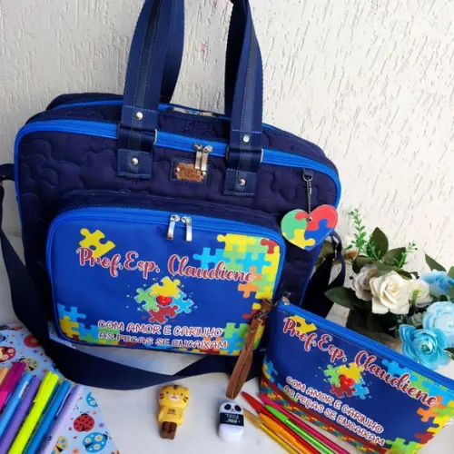 Bolsa Bolsa 3 Divisões e Necessaire Autismo