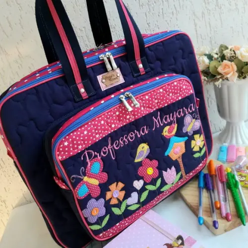 Bolsa bolsa 3 divisões jardim encantado