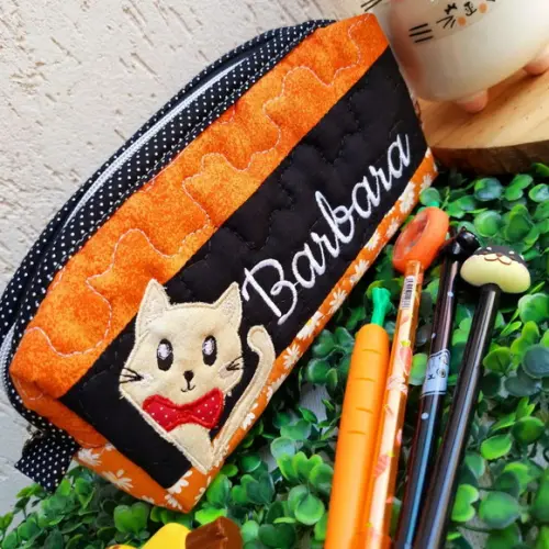 Bolsa Bolsa 3 Divisões Gatinhos e Estojo Box