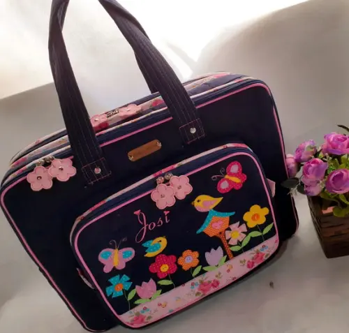Bolsa bolsa 3 divisões jardim encantado