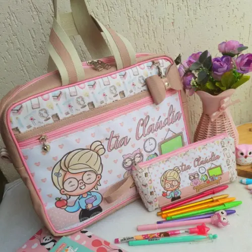 Bolsa m + Estojo Personalizado Professora