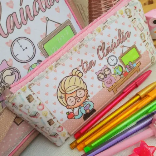 Bolsa m + Estojo Personalizado Professora