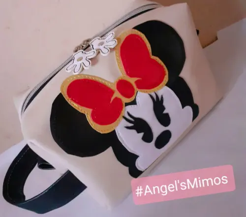 Bolsa Minnie + frasqueira box couro sintético bege