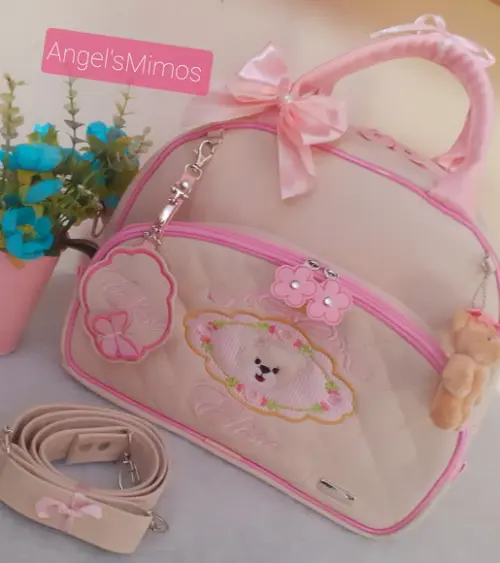 Bolsa Passeio G sintético perolizado Ursa princesa