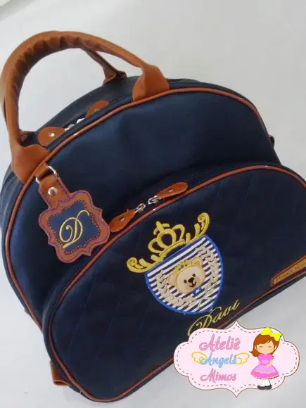 Bolsa Passeio G sintético perolizado Urso príncipe