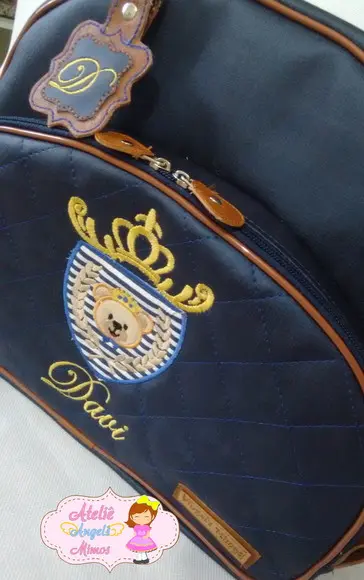 Bolsa Passeio G sintético perolizado Urso príncipe