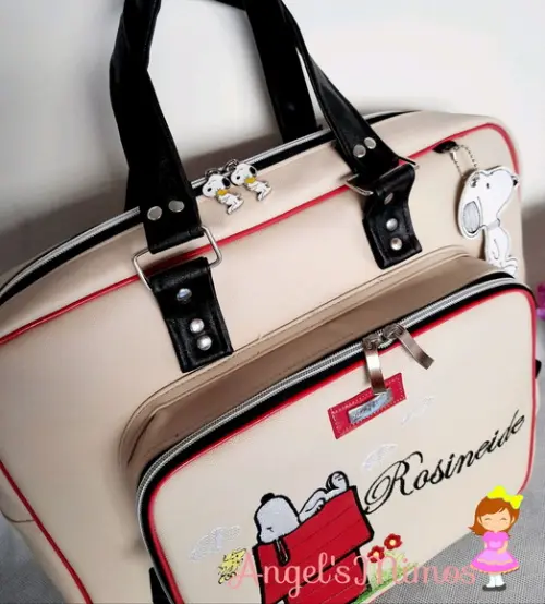 Bolsa Snoopy + pasta com zíper material sintético