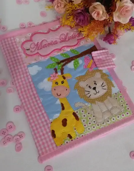 Capa Carteira de vacina + capa plástica Safari menina