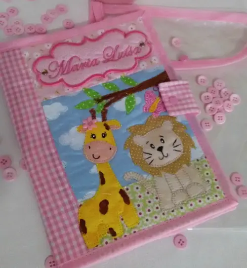 Capa Carteira de vacina + capa plástica Safari menina