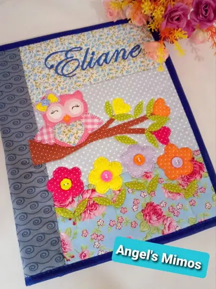 Capa de caderno coruja Azul