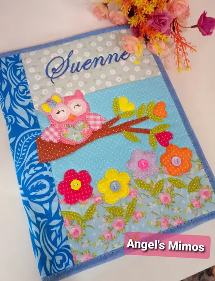 Capa de caderno coruja Azul