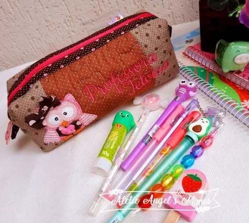 Capa de caderno coruja +estojo