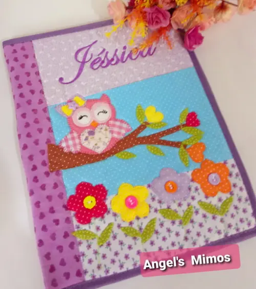 Capa de caderno coruja Lilas
