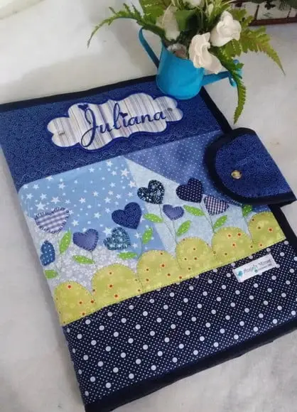 Capa para fichário jardim azul personalizada