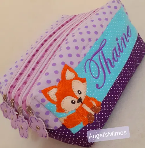 Estojo box 4 divisões raposinha