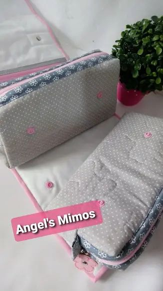 Frasqueira Box 3em1 Corujinha cinza e rosa