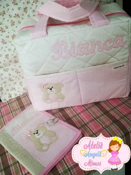 Kit Bolsa + Carteira de vacina Ursinha