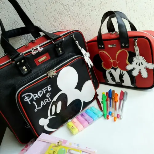 Kit bolsa 3 divisões + bolsa media couro sintetico