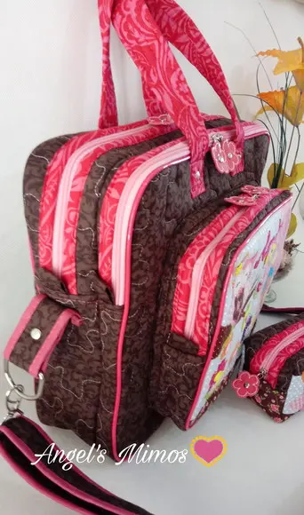 kit bolsa bolsa 3 divisões + estojo Corujinha