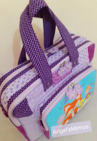 kit bolsa bolsa 3 divisões + estojo 4 divisões e lancheira