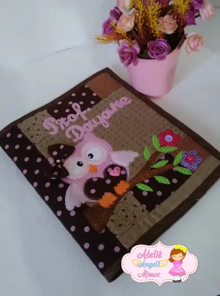 kit caderno + estojo corujinha