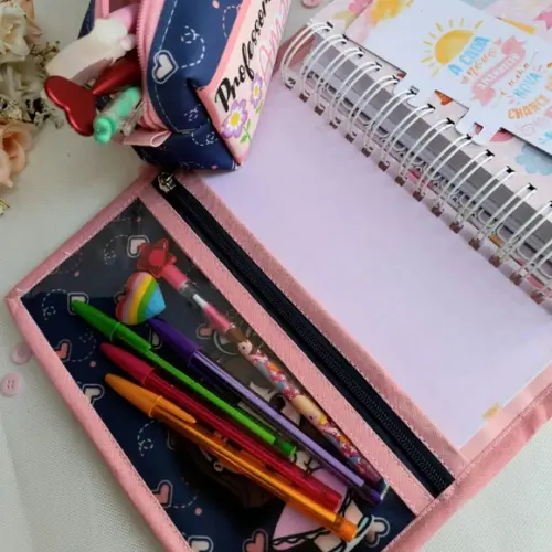 Kit capa de agenda + estojo box personalizado