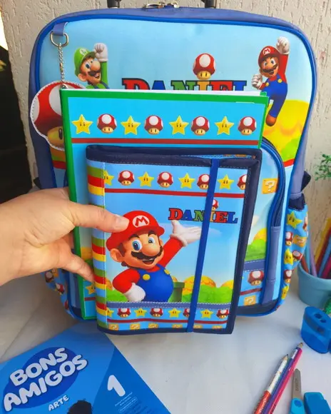 Kit Completo Escolar/ Creche 09 Peças Mario