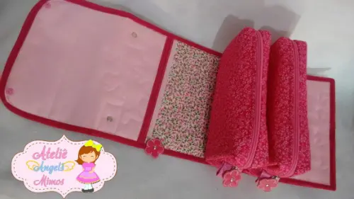 Kit corujinha Bolsa + frasqueira 3 em 1