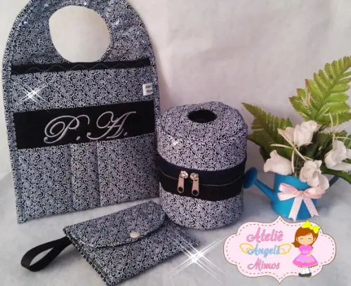 Kit de carro 3 peças (Lixeira +porta papel+porta documentos