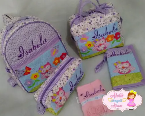 kit escolar Corujinha 5 peças