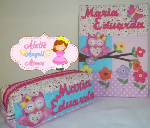 Kit escolar personalizado corujinha