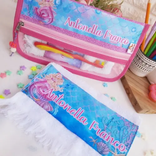 Kit Escolar Sereia Personalizado 7 Pecas