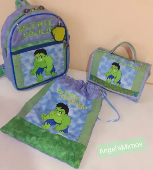 Kit escolar/creche 3 peças Hulk