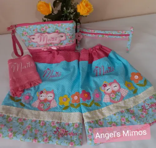 kit escolar/creche Corujinha 7 peças