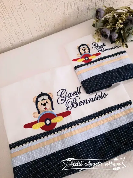 Kit fralda grande+ fralda de boca urso aviador