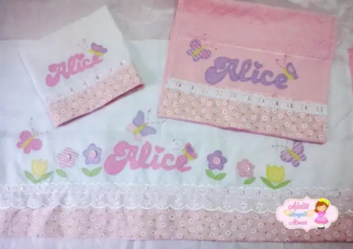 Kit fraldas + toalinha Jardim