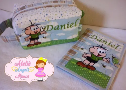 Kit Frasqueira + capa de cartão de vacina Cebolinha