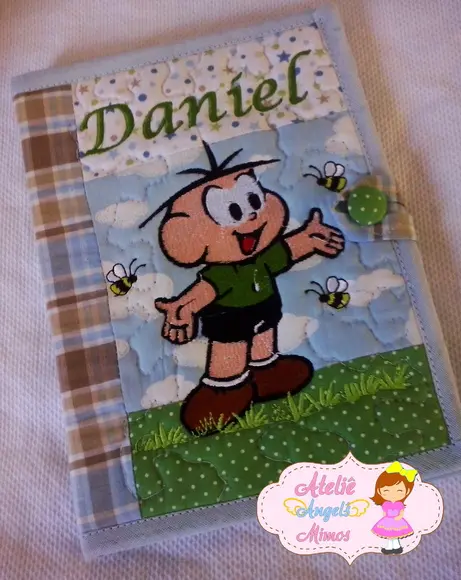 Kit Frasqueira + capa de cartão de vacina Cebolinha